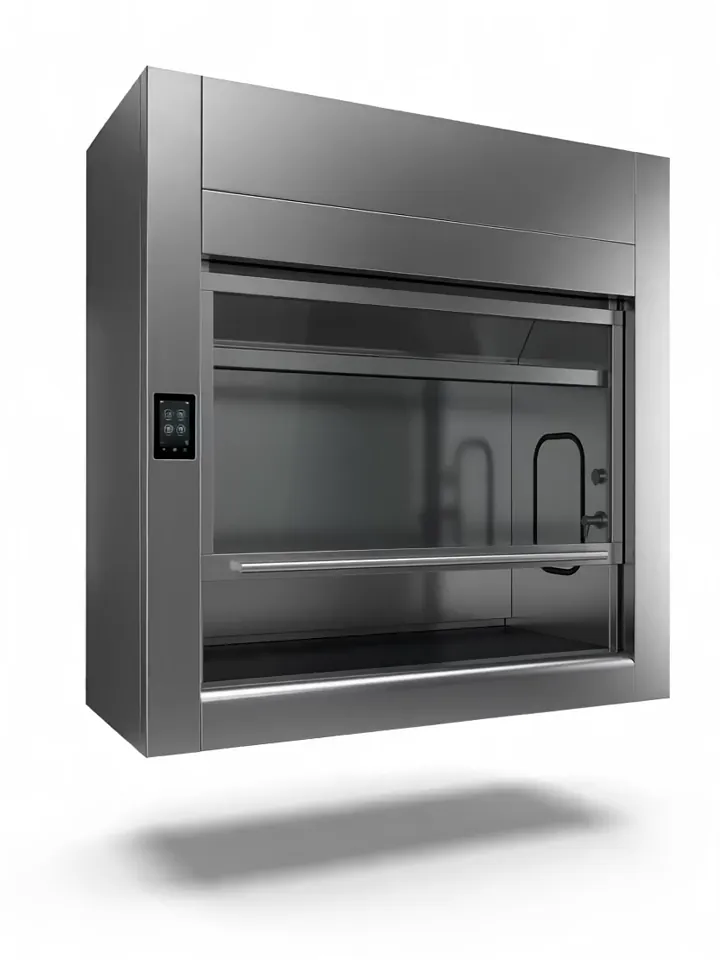 Ductless recirculating fume hood enclosure, illustrative render