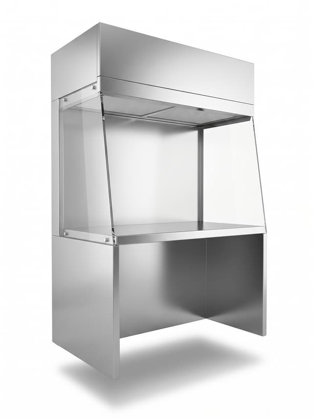Vertical laminar air flow unit with a HEPA filter face over the work surface