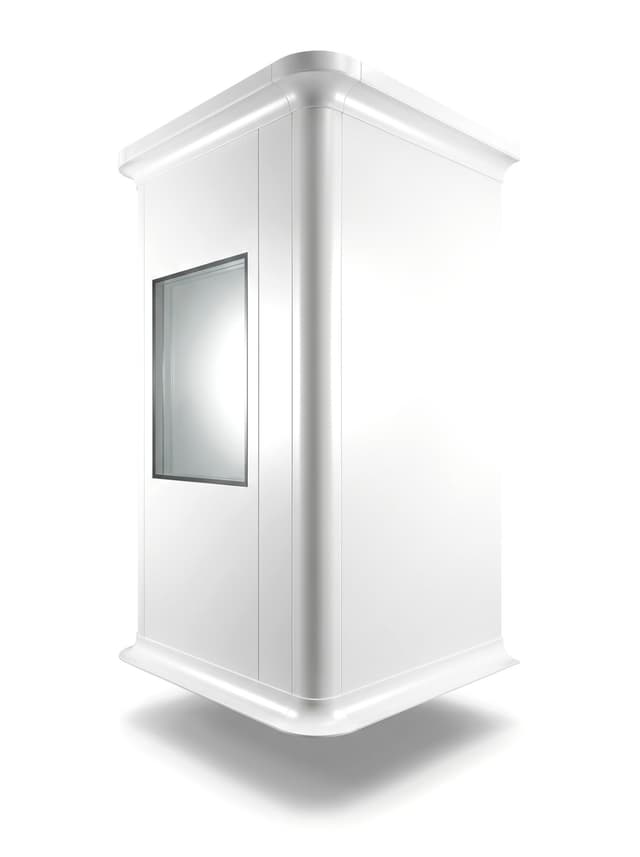 Modular cleanroom wall panel section showing the joint and coved junction
